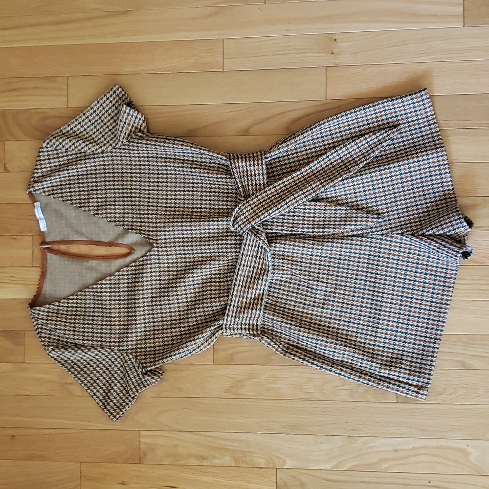 ZARA Brown Houndstooth Romper